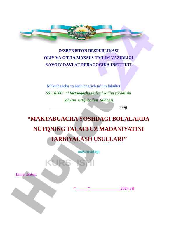 Bolalar nutqini rivojlantirish metodikasi