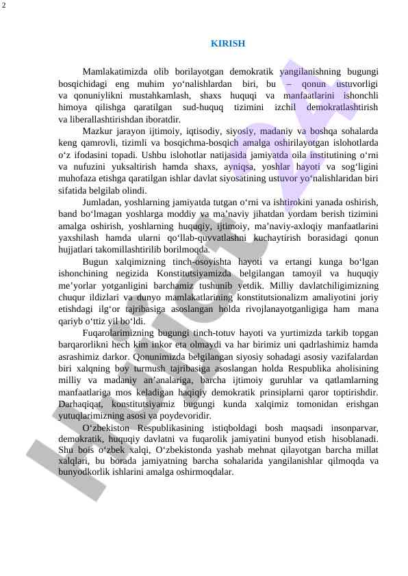 Qonun ustuvorligi va ijtimoiy islohotlar