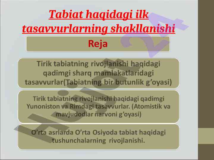 Tabiat haqidagi tasavvurlar va rivojlanish tarixi