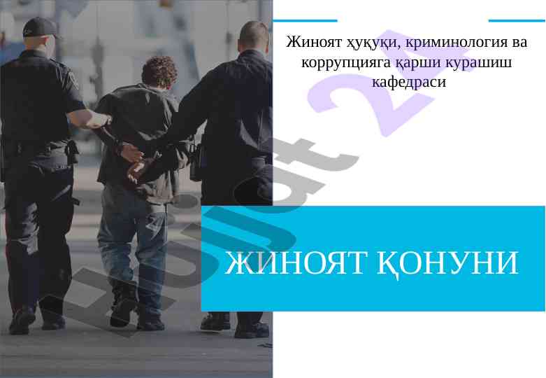 Jinoiyat huquqi va korrupsiyaga qarshi kurash