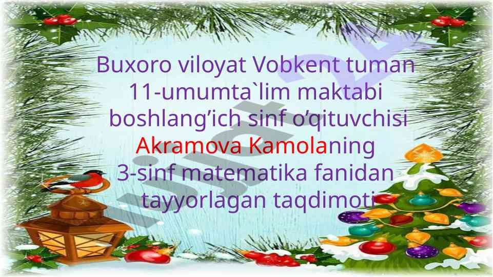 Matematika test sinovi 3-sinf mavzusi
