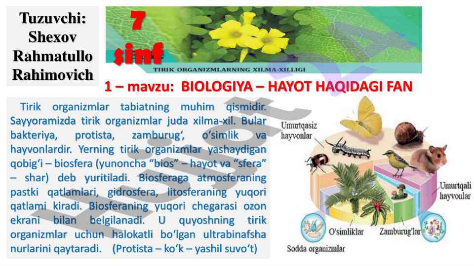 Biologiya – hayot haqidagi fan