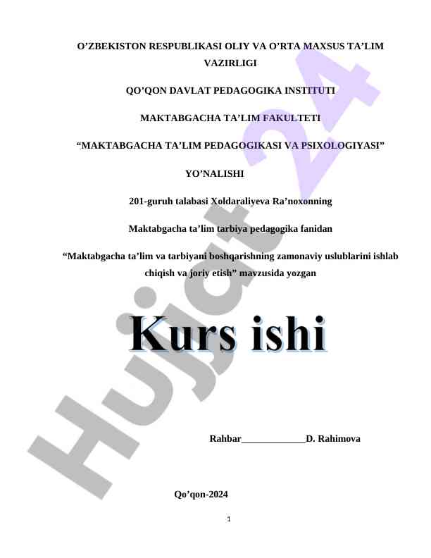 Maktabgacha ta'limni boshqarish uslublari