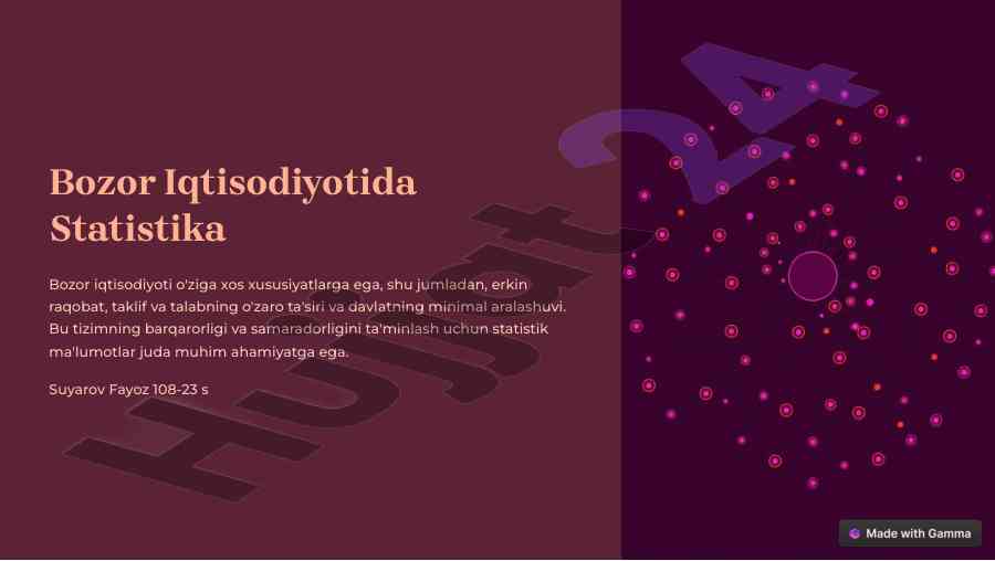 Bozor iqtisodiyotida statistika va uning ahammiyati