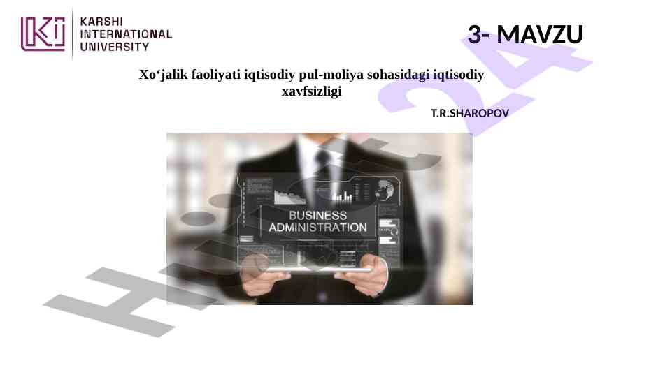 Iqtisodiy pul-moliya faoliyati va xavfsizlik masalalari