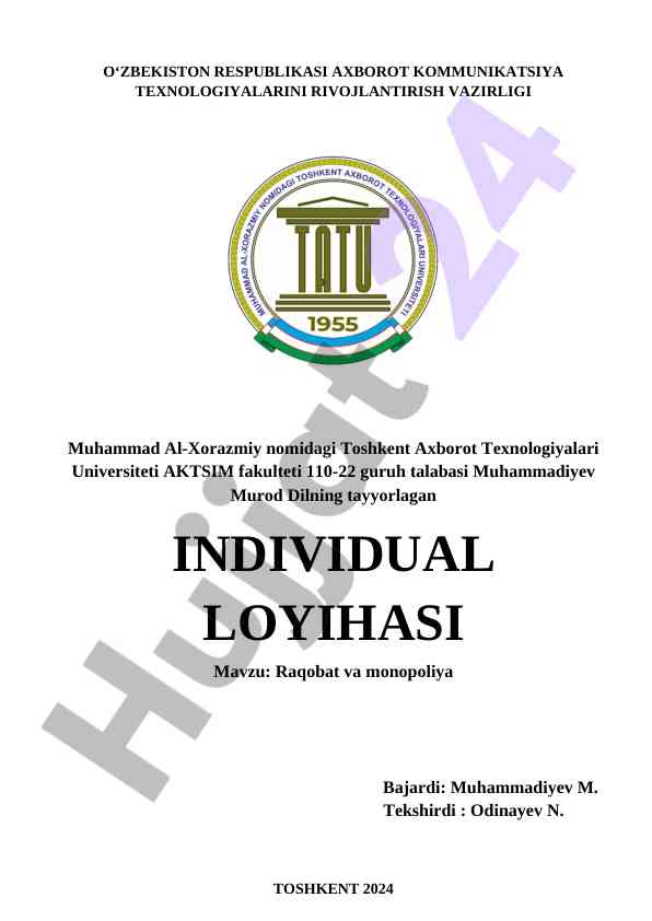 Raqobat va monopoliya mavzusidagi loyihalar