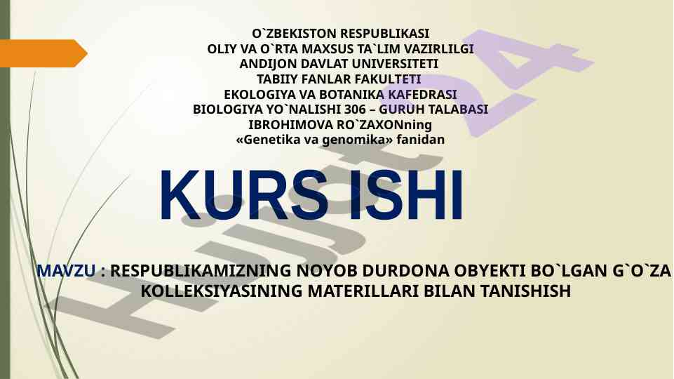 G‘o‘za kolleksiyasining materiallari bilan tanishing