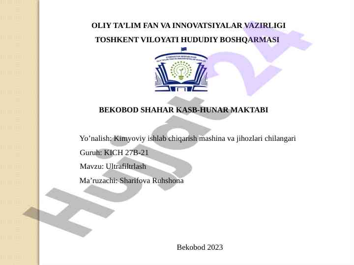 Ultrafiltrlash va gemodializ jarayonlari