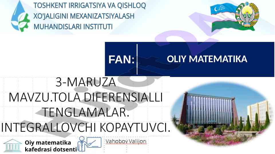 Oliy matematika fanida darajali qatorlar