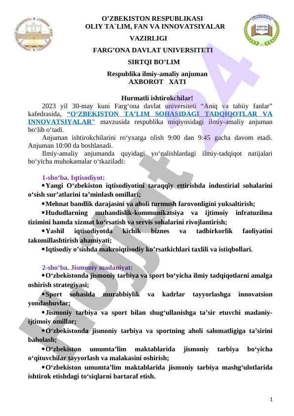 OʻZBEKISTON TAʼLIM SOHASIDAGI TADQIQOTLAR