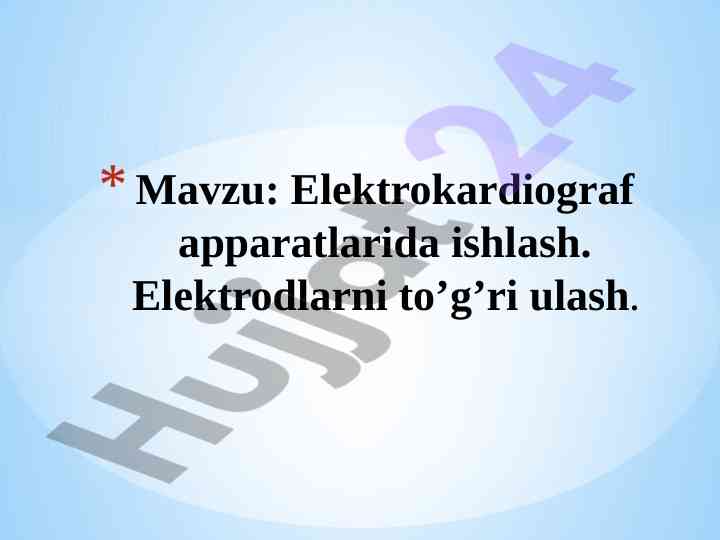 Elektrokardiograf apparatlarida ishlash usullari