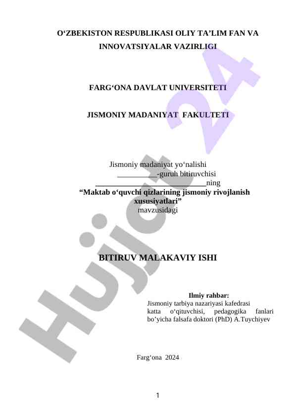Maktab o‘quvchi qizlarining jismoniy rivojlanishi