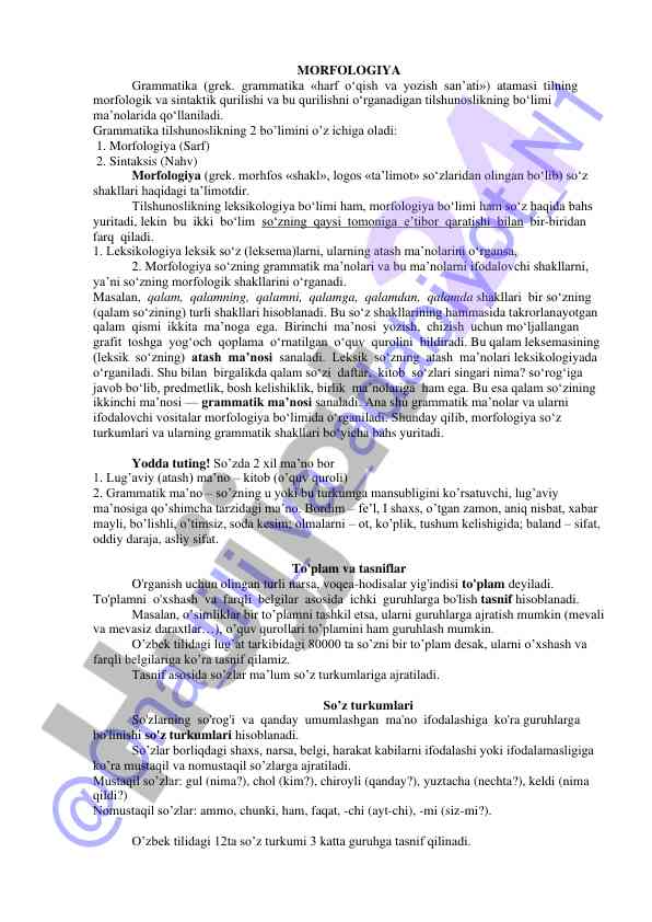 Morfologiya va sintaksis asoslari