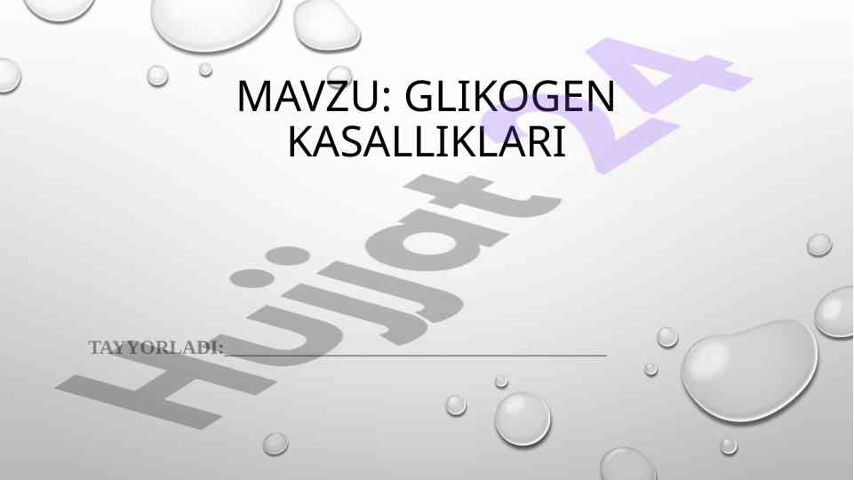 Glikogen kasalliklari haqida muhokama