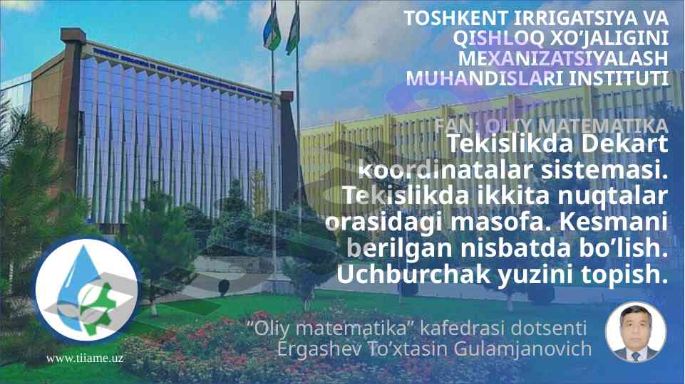 Dekart koordinatalar sistemasi va uchburchak yuzlari