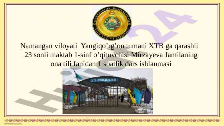 Sifat so'z turkumi dars ishlanmasi 1-sinf uchun
