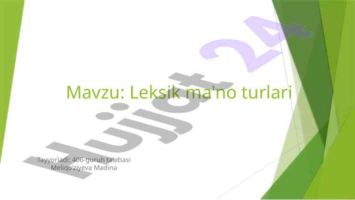 Leksik ma'no turlari tushuntirish