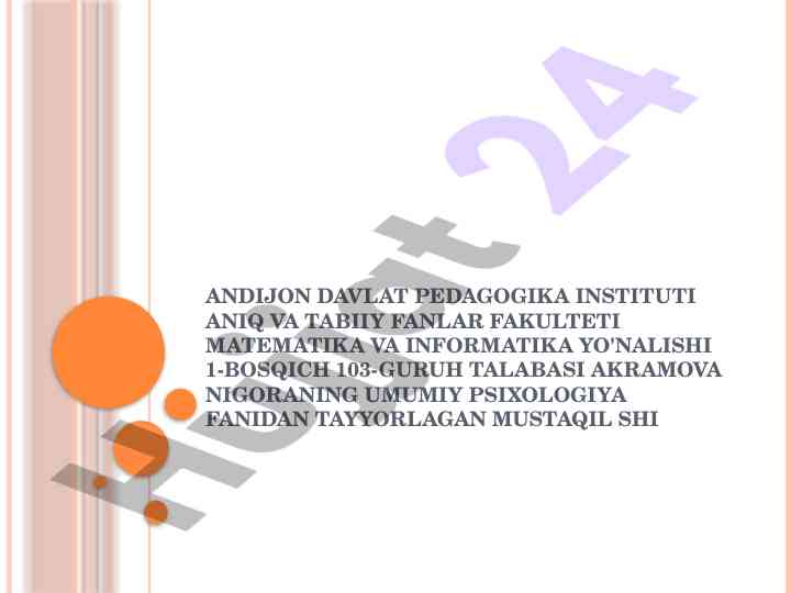Katta guruh psixologiyasi bo'yicha mustaqil ish