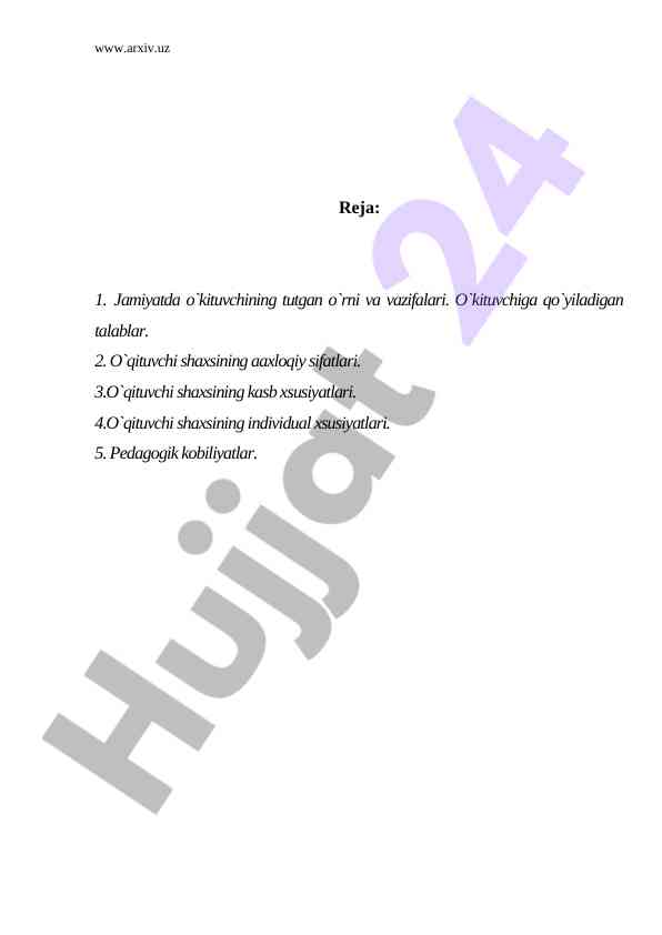 O‘qituvchining jamiyatdagi o‘rni va vazifalari