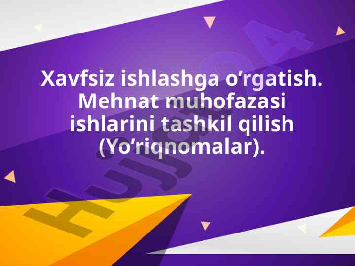 Mehnat muhofazasi bo‘yicha o‘quv qo‘llanma