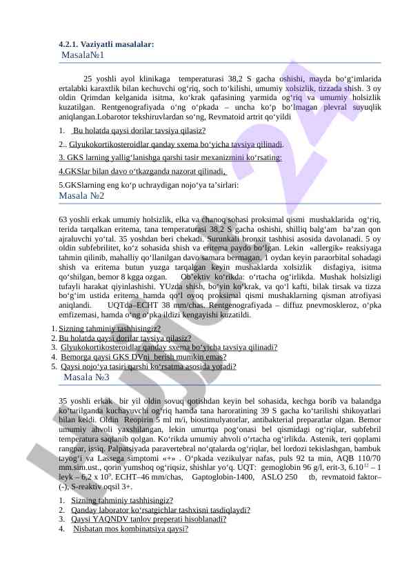 Klinik vaziyatlarni tahlil qilish yondashuvi