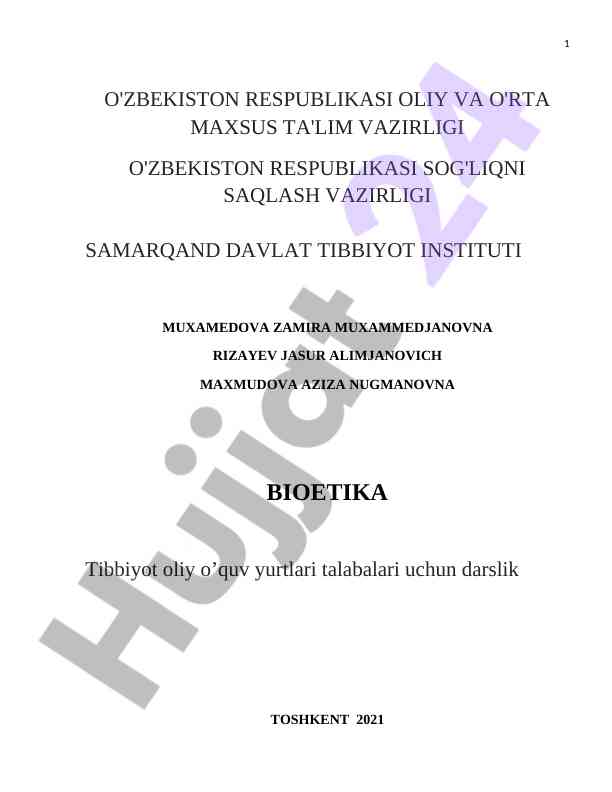 Bioetika talabalari uchun darslik asoslari