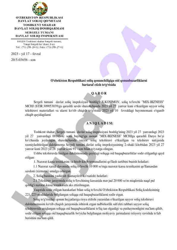 Soliq qonunchiligiga oid qonunbuzarliklar bilan tanishtirish