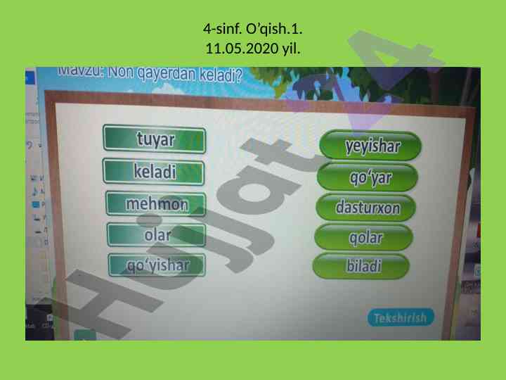4-sinf o'qish darsini mustahkamlash takrorlash