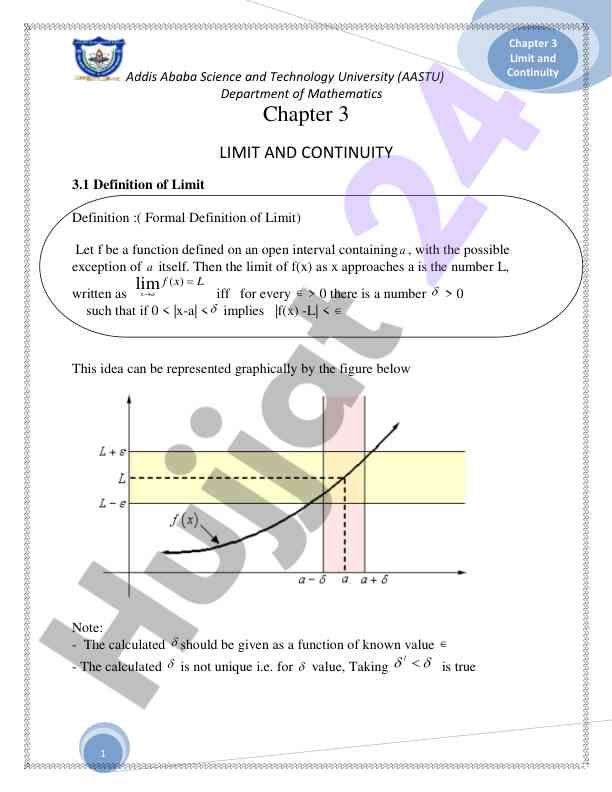 Limit and continuity in mathematics analysis