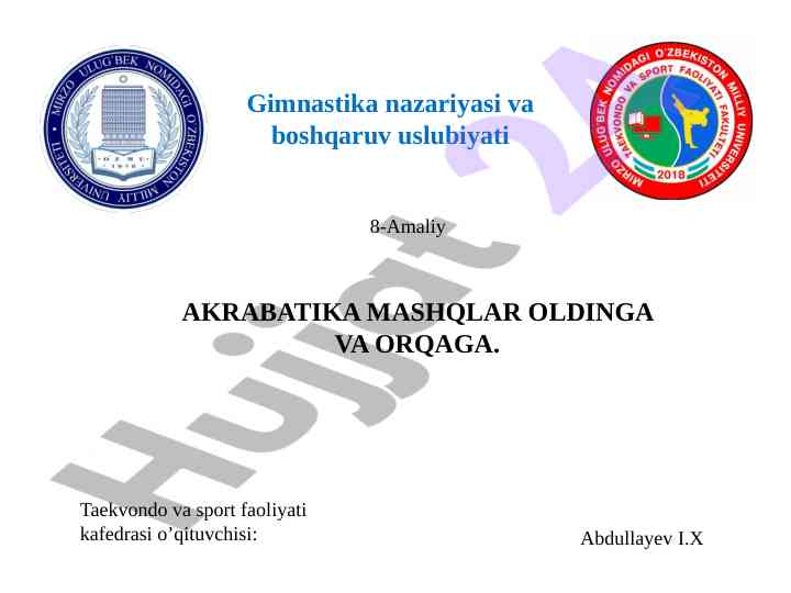 Gimnastika nazariyasi va boshqaruv uslubiyati