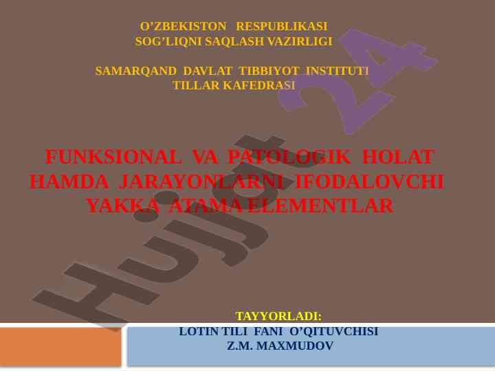 Funktsional va patologik holatlarni ifodalovchi elementlar