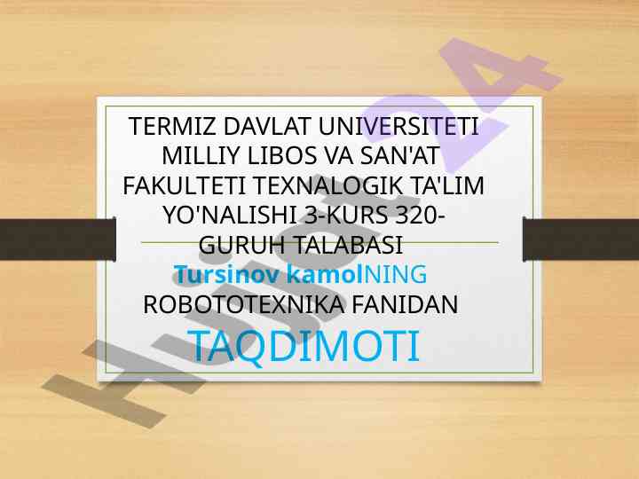 Robotlarning mexanizmlari taqdimoti