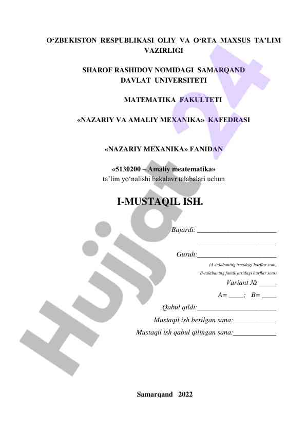 Nuqta kinematikasi: amaliy matematikada mustaqil ish