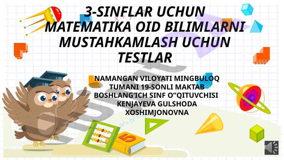 Matematika testlari 3-sinflar uchun mustahkamlash