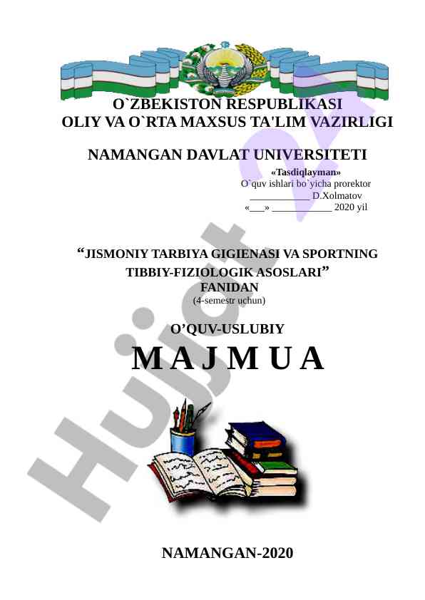 Jismoniy tarbiya gigienasi va sportning tibbiy-fiziologik asoslari