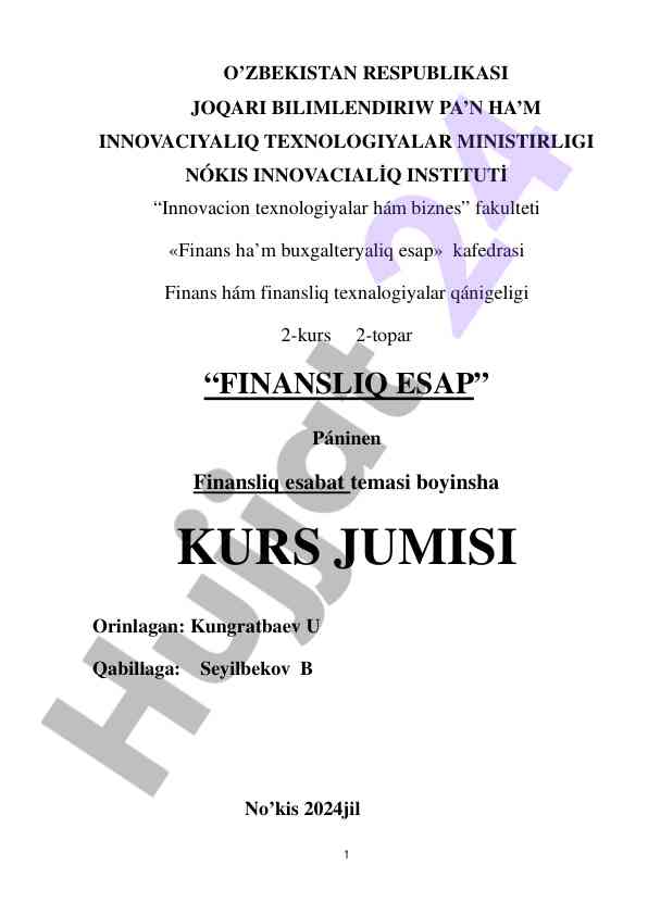 Finansliq esap va buxgalteriya asoslari