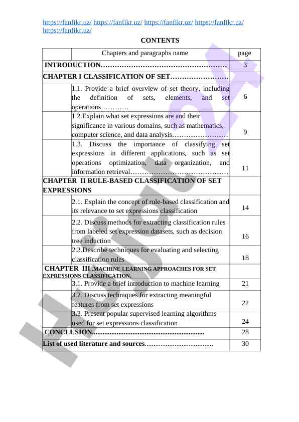 Classification of set expressions and operations