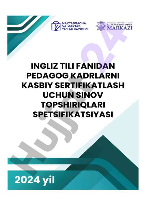 Pedagog kadrlarga ingliz tili sertifikatlash testlari