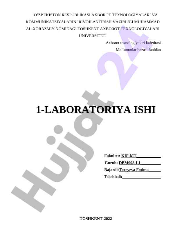 Ma’lumotlar bazasini loyihalash laboratoriya ishlari