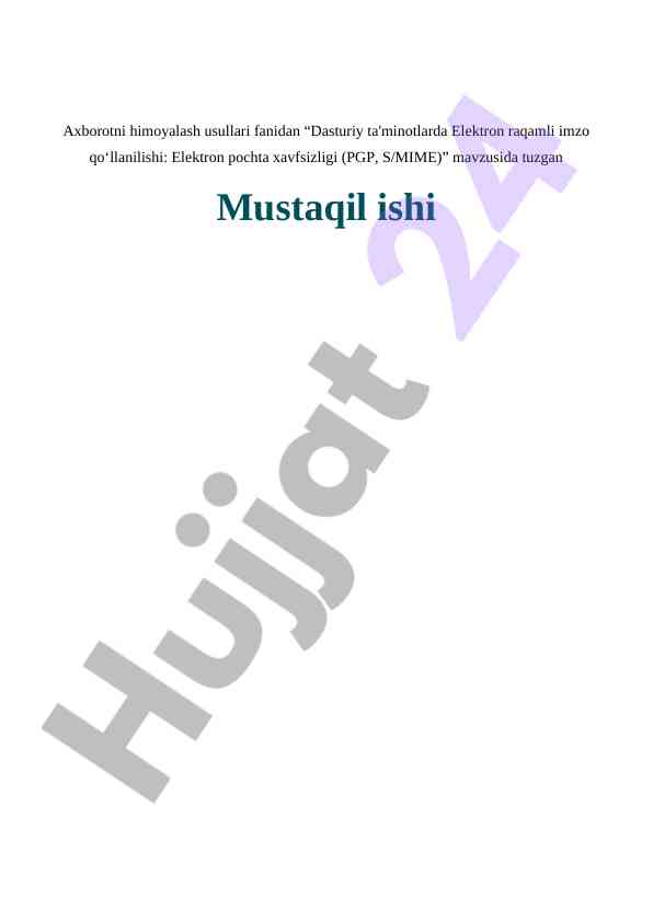 Dasturiy ta'minotlarda elektron raqamli imzo qo'llanilishi