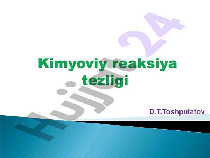 Reaktsiya tezligi va konsentratsiya hisoblash