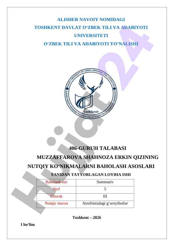 Nutqiy ko‘nikmalarni baholash asoslari