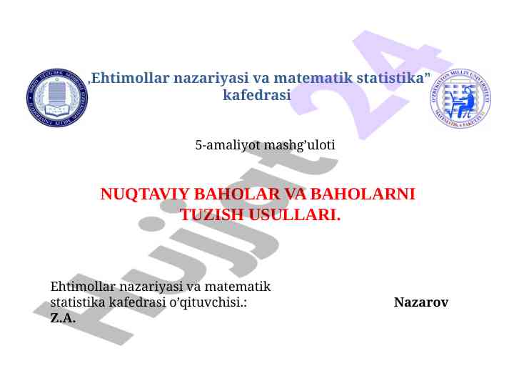 Ehtimollar nazariyasi va matematik statistika