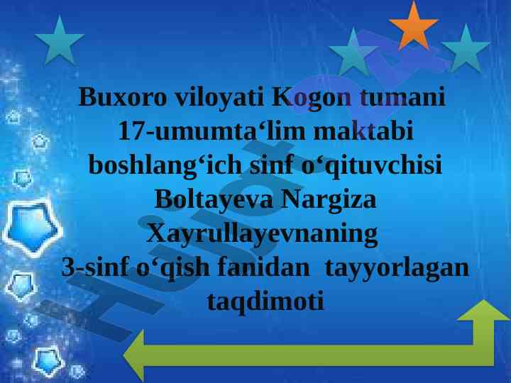 Kumush fasl o‘qish fanidan taqdimot