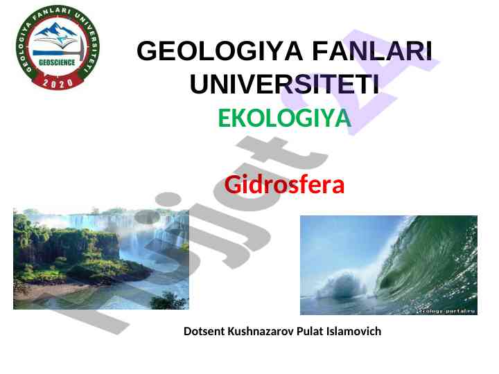 Gidrosfera tushunchasi va suv balansi
