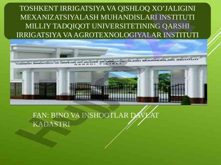 Binolar va inshootlar davlat kadastri kiritilishi tarixi