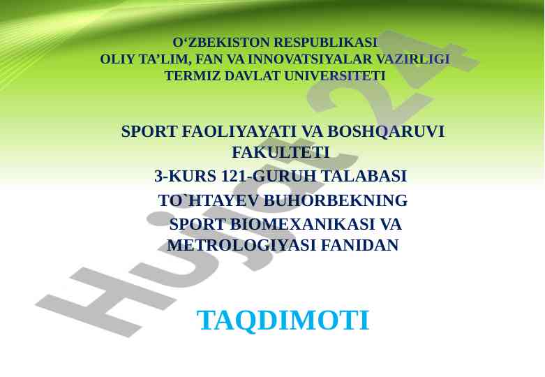 Sport biomexanikasida o‘lchov birliklari tahlili