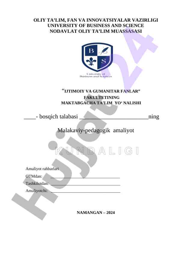 Malakaviy-pedagogik amaliyot haqida ma'lumot