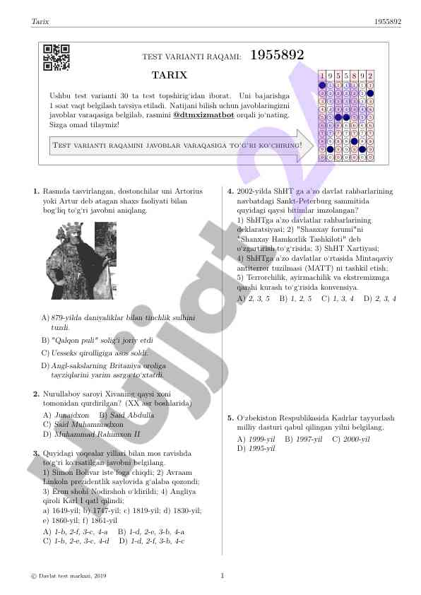 Test varianti 1955892 bilan tanishing