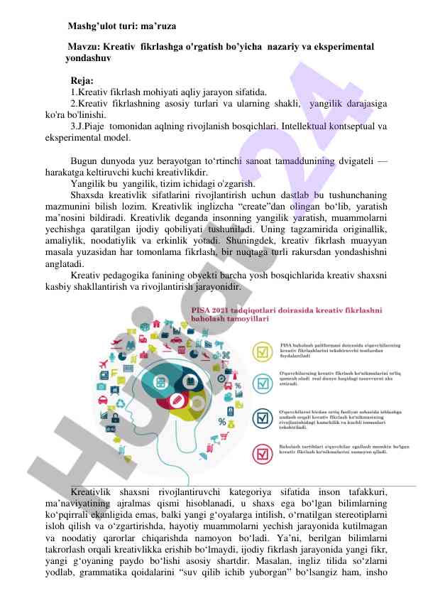 Kreativ fikrlashga o'rgatish nazariyasi